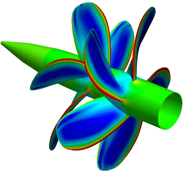 Karşıt dönüşlü pervanenin CFD analizi, kontur grafiği